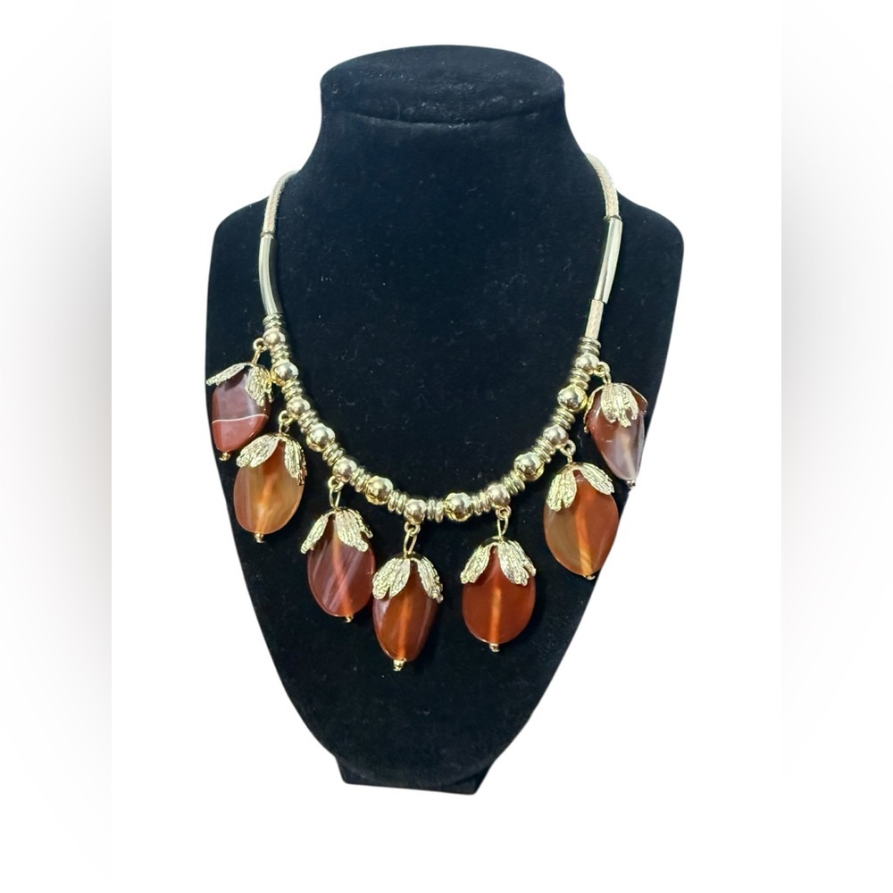 Gold and Brown Bohemian Necklace with Fringe Pendants
NWT